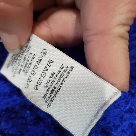 Alpaca And Acrylic Free People Cozy Blue Oversized V-Neck Sweater - Picture 8 of 12